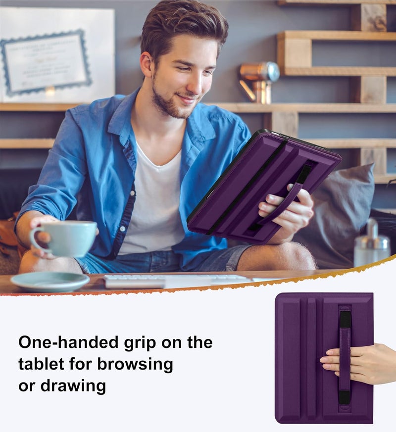DTTO for iPad A16 Case, iPad 11th / 10th Generation Case (2025/2022), 360 Degree Rotating Premium Leather Folio Stand Cover with Pencil Holder, Purple - Image 4